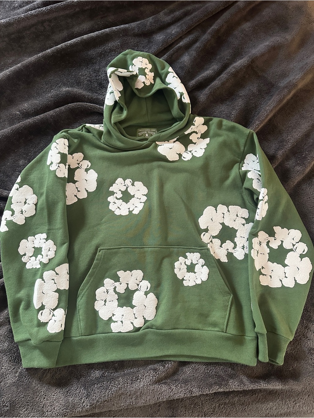 Men's Green Floral Print Pullover Hoodie